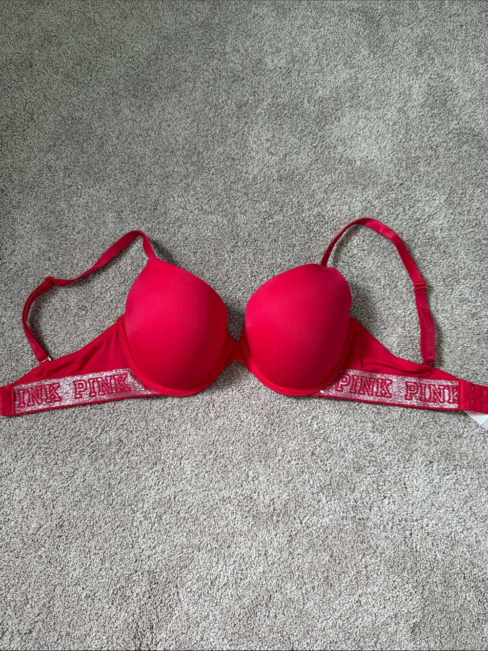 PINK Victoria's Secret Red Push-Up T-Shirt Bra
